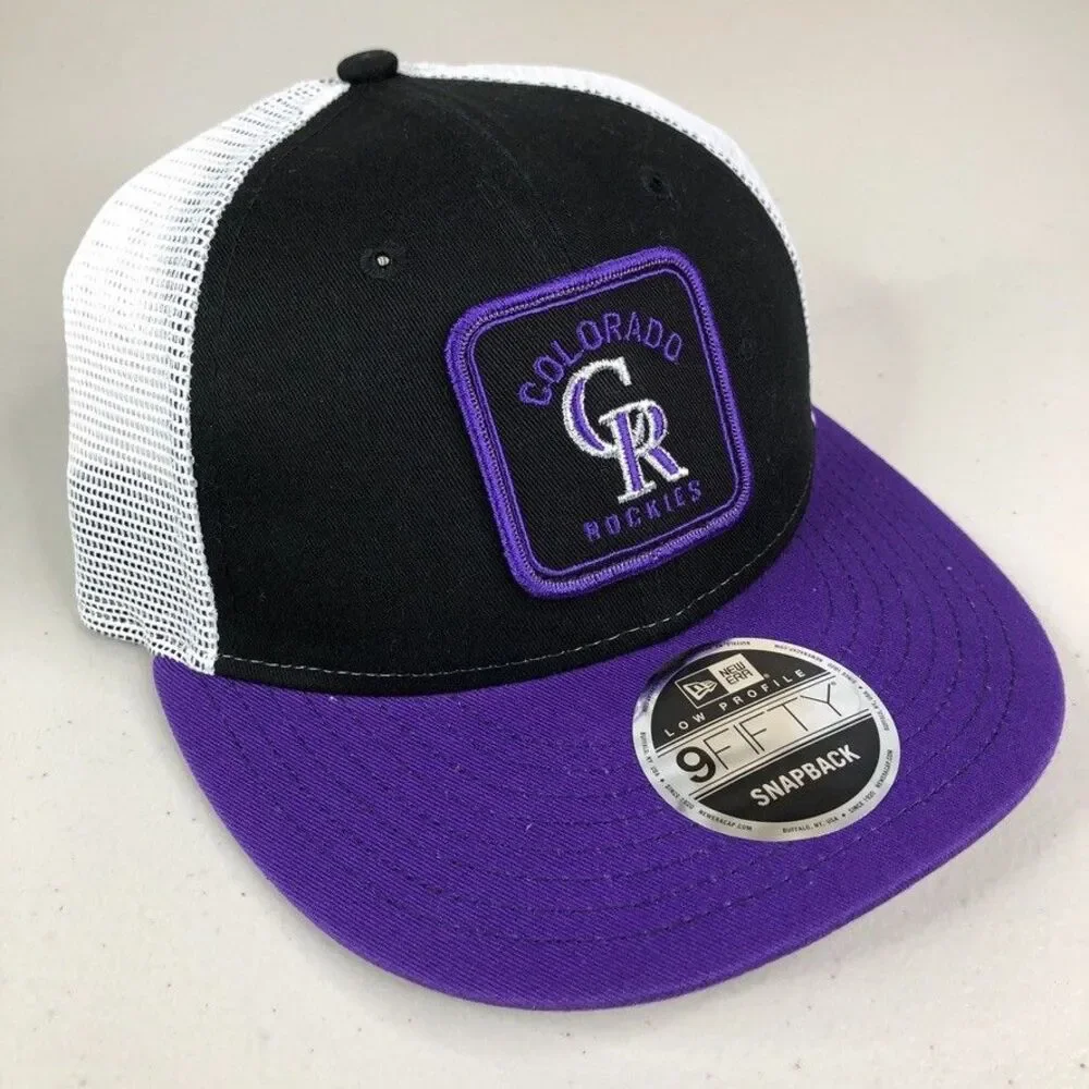 New Era Colorado Rockies Hat Cap 9Fifty Snapback Black Purple MLB Baseball Patch